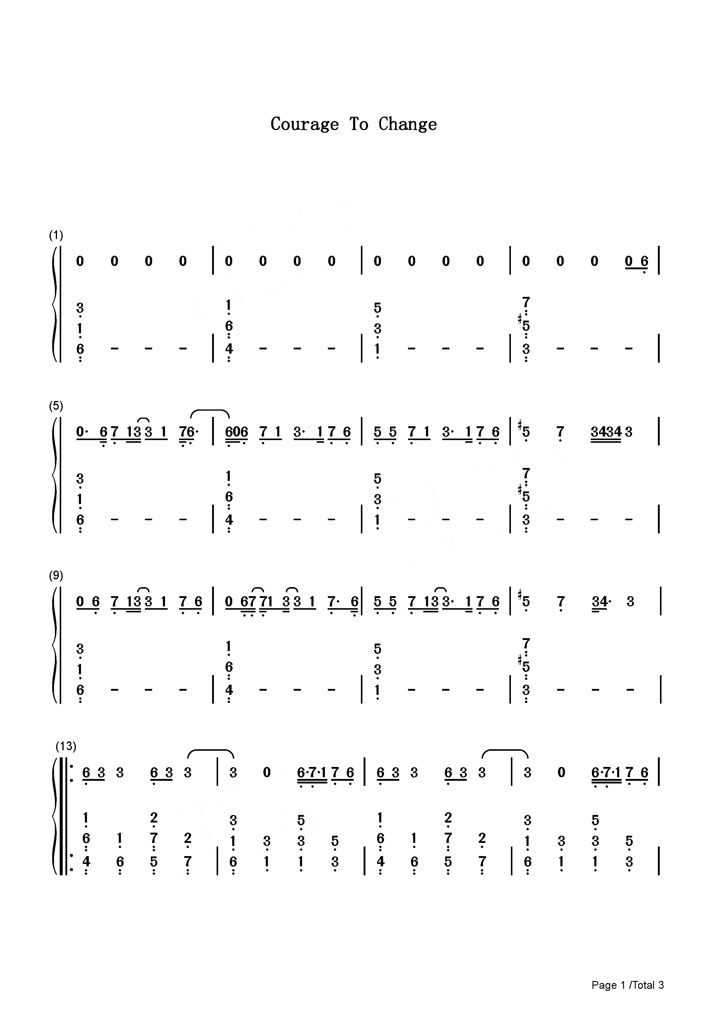 courage to change music-sia-d调-流行钢琴简谱