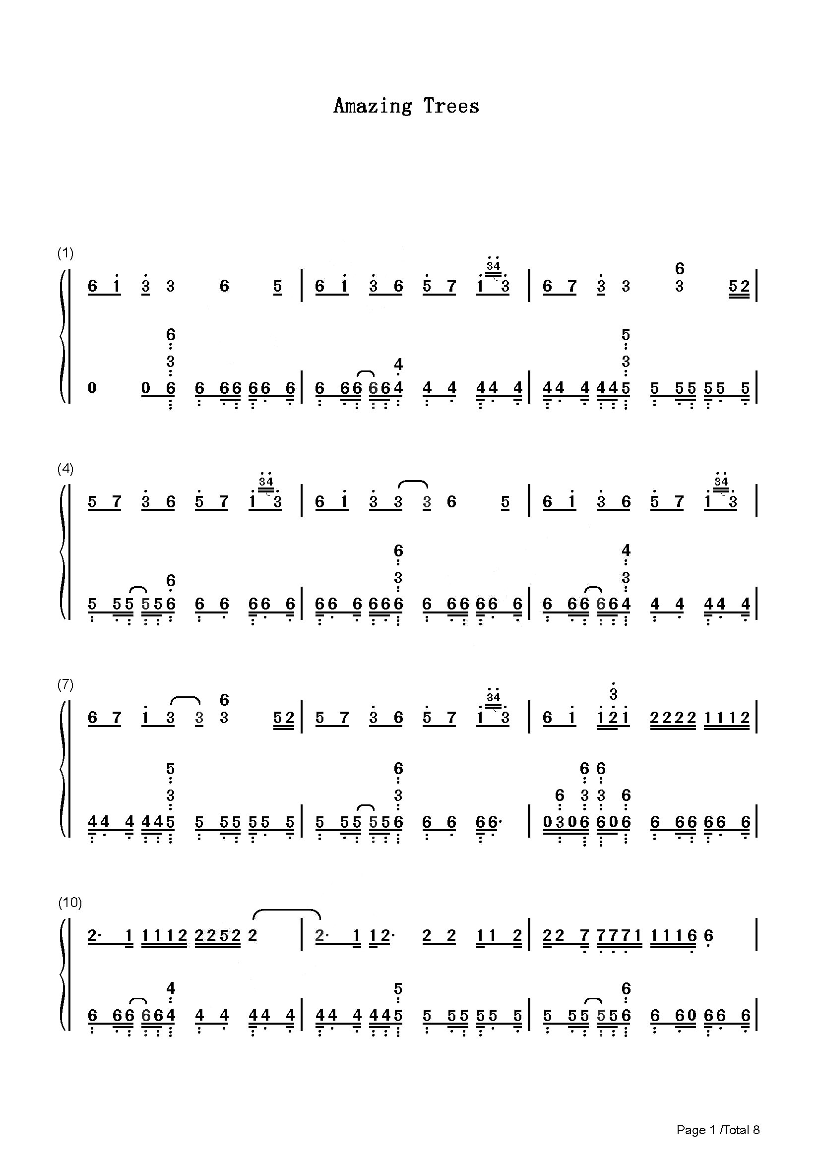 AmazingTrees钢琴谱_泽野弘之__流行钢琴双手简谱_钢琴谱钢琴五线谱钢琴简谱钢琴弹唱谱钢琴声乐正谱钢琴视频教程—牛牛钢琴